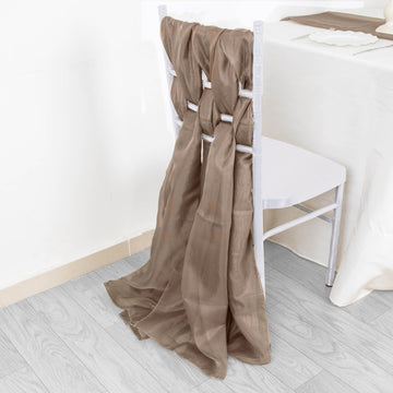 Enhance Your Event Decor with Taupe Chiffon Chair Sashes