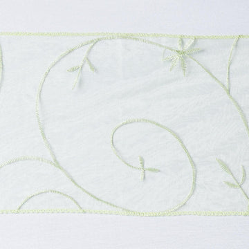 Transform Your Event with Apple Green Embroidered Organza Chair Sashes