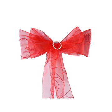 Create a Stunning Visual Impact with Red Embroidered Organza Chair Sashes