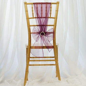 Elevate Your Event Decor with Eggplant Sheer Organza Chair Sashes