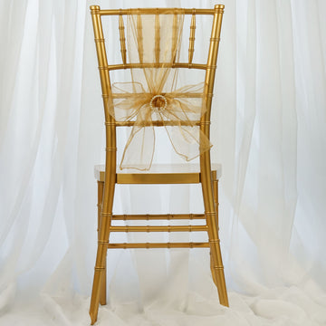 Enhance Your Event Decor with Gold Sheer Organza Chair Sashes