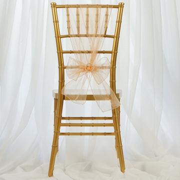 Add Elegance to Your Event with Peach Sheer Organza Chair Sashes