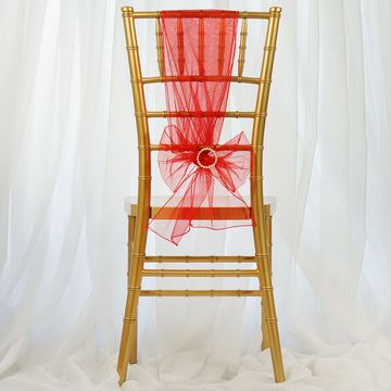 Add Elegance to Your Event with Red Sheer Organza Chair Sashes