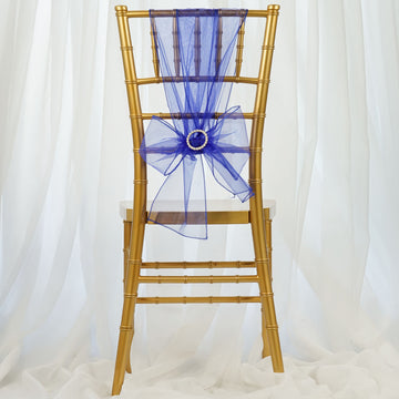 Add a Touch of Elegance with Royal Blue Sheer Organza Chair Sashes