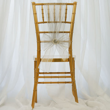 Elegant Silver Sheer Organza Chair Sashes for Stunning Wedding Decorations