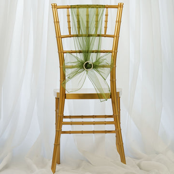 Add a Touch of Elegance with Olive Green Organza Chair Sashes