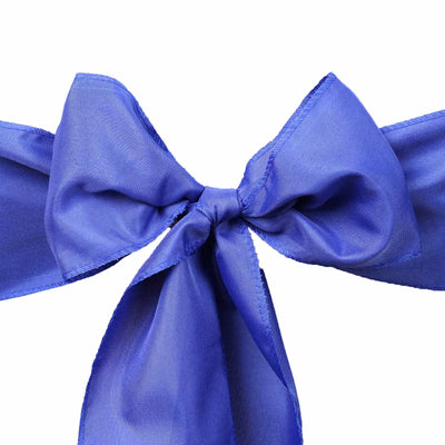 Royal blue satin bow with flowing tails