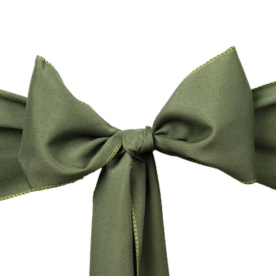 Green fabric bow with contrasting stitching details