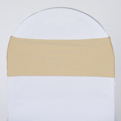 Beige chair cover with elastic band for a sleek, modern look