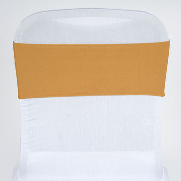 Durable and Reliable Gold Spandex Stretch Chair Sashes