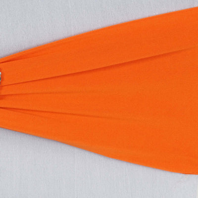 Orange fabric swatch with a smooth texture and draped design.