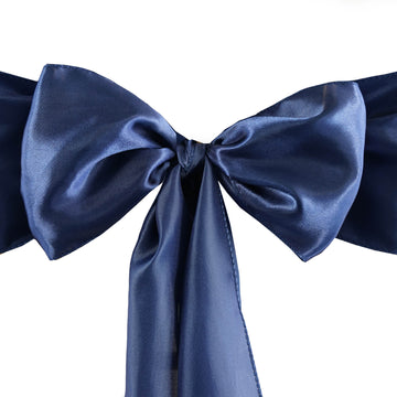 Enhance Your Event Decor with Navy Blue Satin Chair Sashes