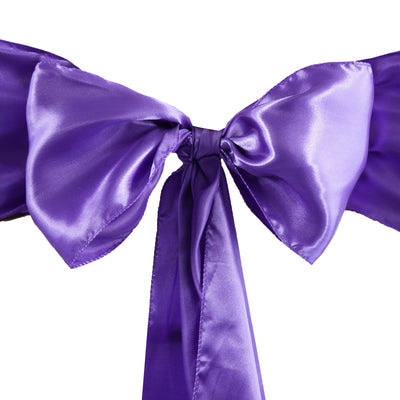Purple satin bow with tails, perfect for gifts and decorations