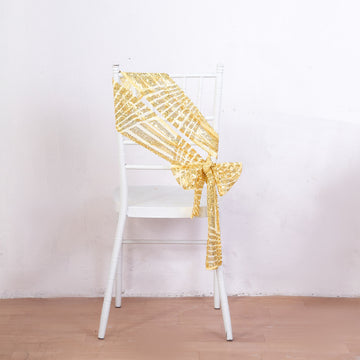 Experience Luxury and Quality with Gold Geometric Diamond Chair Sashes