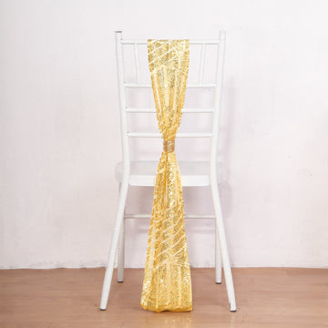 Elevate Your Event Decor with Gold Geometric Diamond Chair Sashes