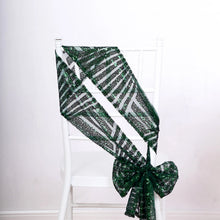 5 Pack Hunter Emerald Green Geometric Diamond Glitz Sequin Chair Sashes