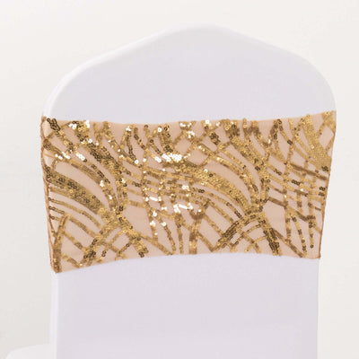 Gold sequin chair sash for elegant event decor