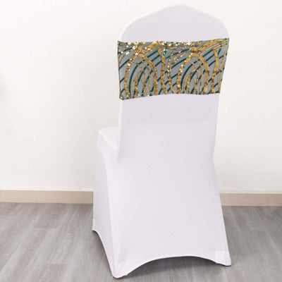 Elegant chair cover with decorative back design for events and celebrations.