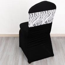 5 Pack White Black Wave Chair Sash Bands With Embroidered Sequins