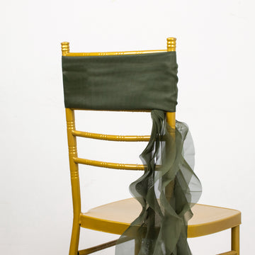 Unleash Your Creativity with the Olive Green Chiffon Curly Chair Sash