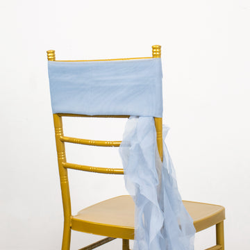 Unleash the Beauty of Chiffon with the Dusty Blue Curly Chair Sash