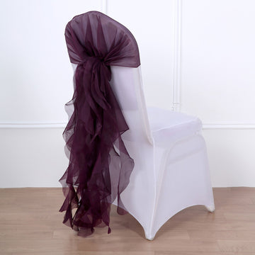 Create a Dreamy Ambiance with Eggplant Chiffon Curly Chair Sash