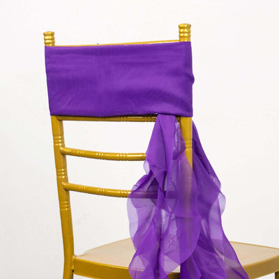 Purple chair sash draped over a gold chiavari chair