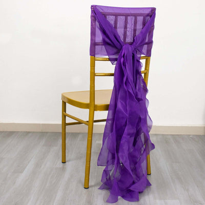 Purple chair sash draped elegantly on a golden chair back.