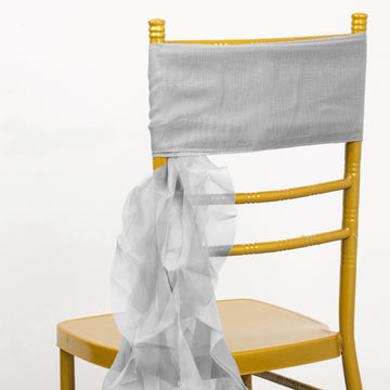 Unleash Your Creativity with the Silver Chiffon Curly Chair Sash