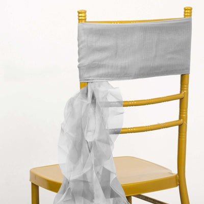 Silver chair sash draped elegantly on a gold chiavari chair