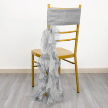 Chiffon Curly Silver Chair Sash