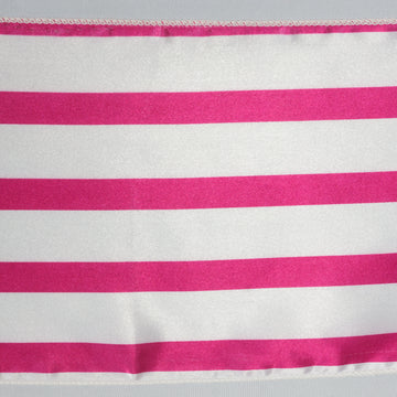Enhance Your Event Decor with White and Fuchsia Satin Stripes