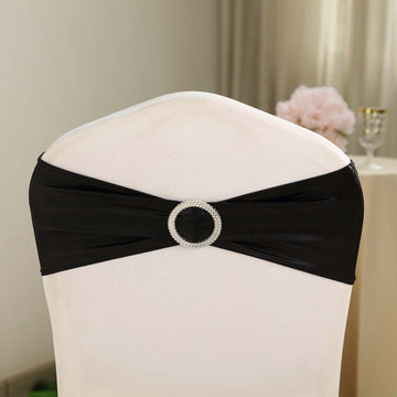 Elevate Your Event Decor with Metallic Black Spandex Chair Sashes