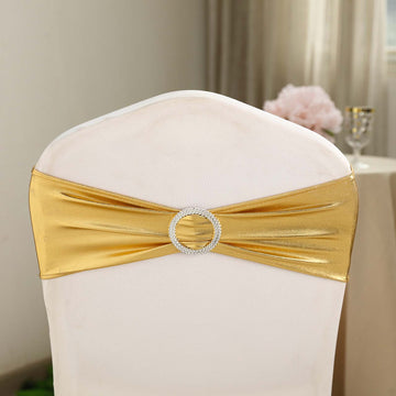 Add Glamour to Your Event with Metallic Gold Spandex Chair Sashes