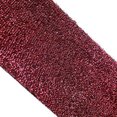 Glittery red fabric swatch showcasing shimmering texture.