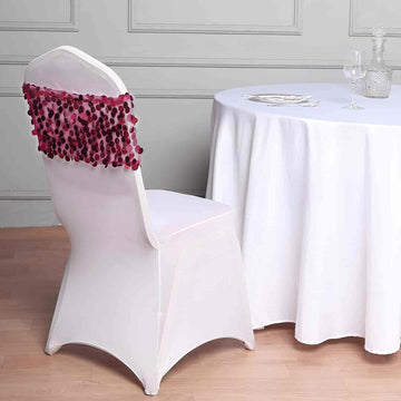 Add a Touch of Elegance with Burgundy Big Payette Sequin Chair Sash