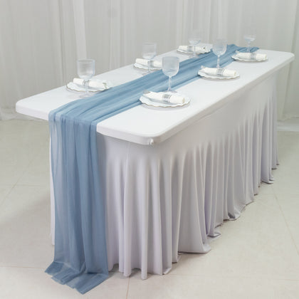 20-Pack Sheer Table Runners Dusty Blue, 9ft Long Sheer Drapes Table Decor, Wrinkle-Free