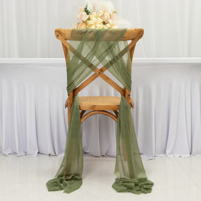 20-Pack Sheer Chair Sash in Dusty Sage Green, 9ft Long Shimmer Sheer Drape Chair Decor Set, Wrinkle-Free