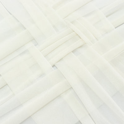 Sheer white fabric with a textured woven pattern.