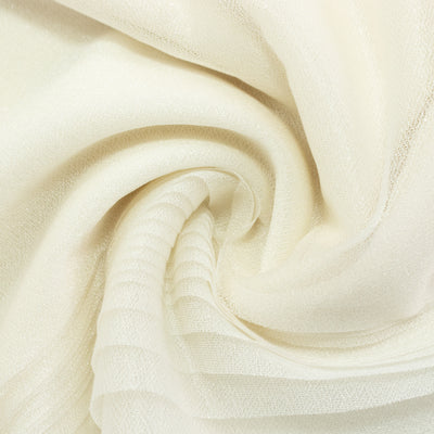 Textured ivory fabric swirl showcasing delicate pleats and sheen.