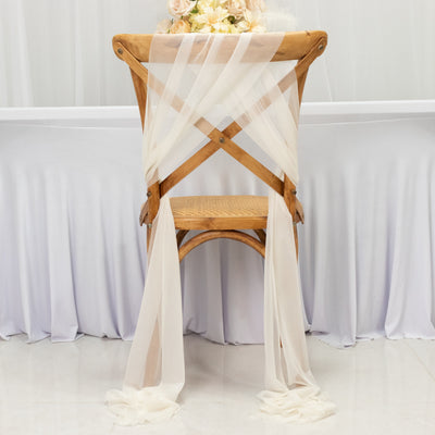 20-Pack Sheer Chair Sash in Ivory, 9ft Long Shimmer Sheer Drape Chair Decor Set, Wrinkle-Free