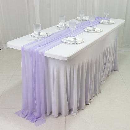 20-Pack Sheer Table Runners Lavender Lilac, 9ft Long Sheer Drapes Table Decor, Wrinkle-Free