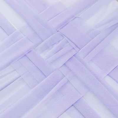 Lavender sheer fabric with layered ribbon design