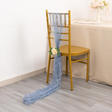 Dusty Blue Sheer Crinkled Organza Chair Sashes