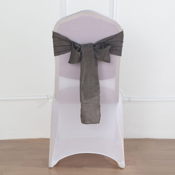 Charcoal Gray Linen Chair Sashes for Elegant Event Décor