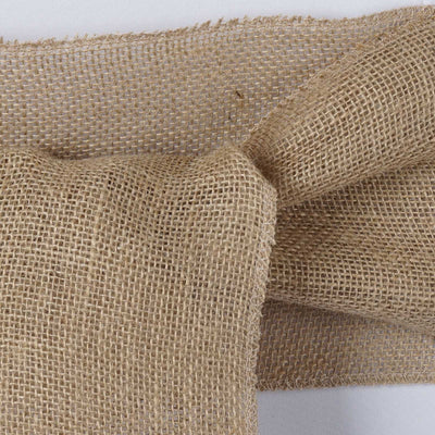 Natural burlap fabric with a textured weave.