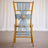 Gold chiavari chair with light blue sheer bow and floral centerpiece