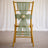 Gold Chiavari chair with sage green tulle and floral wedding bow decor