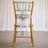 Gold chiavari chair with white sheer bow and floral wedding decor
