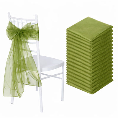 Green chair sashes and napkins for elegant event decor